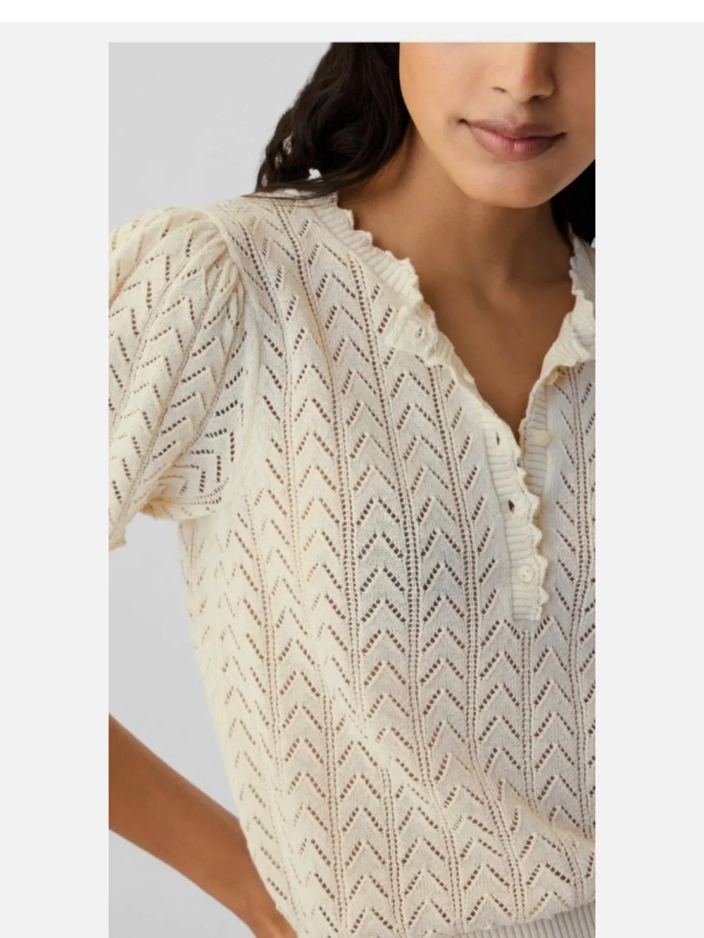 DÔEN x Gap Cream Short-Sleeve Pointelle Knit Top sweater XS doen